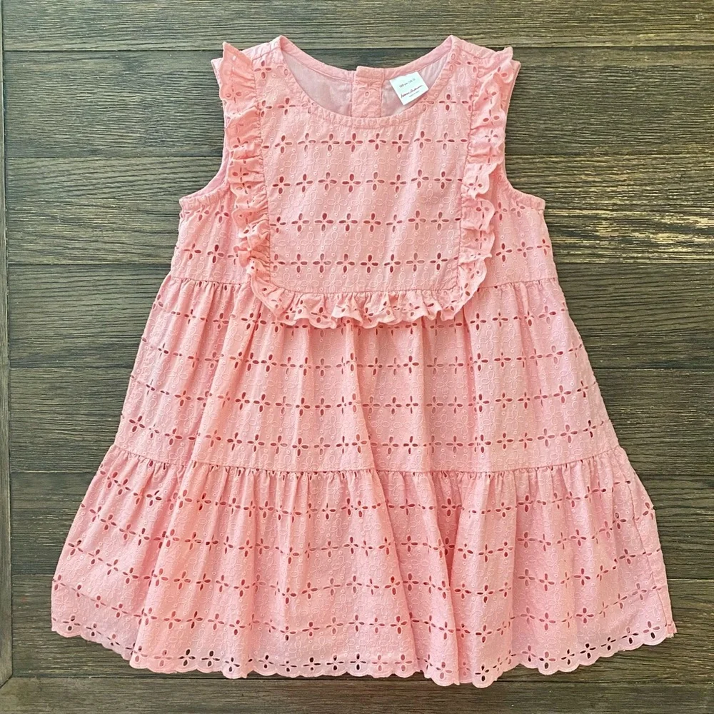 Hanna Andersson Top Girls 12 Pink Airy Eyelet Lined Swing Shirt 150 cm EUC